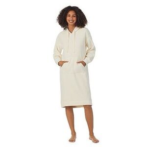 Cuddl Duds long ivory fleece hooded sweatshirt robe women’s size L New with tags